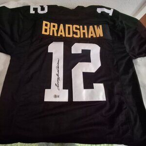 Terry Bradshaw Pittsburgh Steelers Autographed Custom Jersey Beckett COA